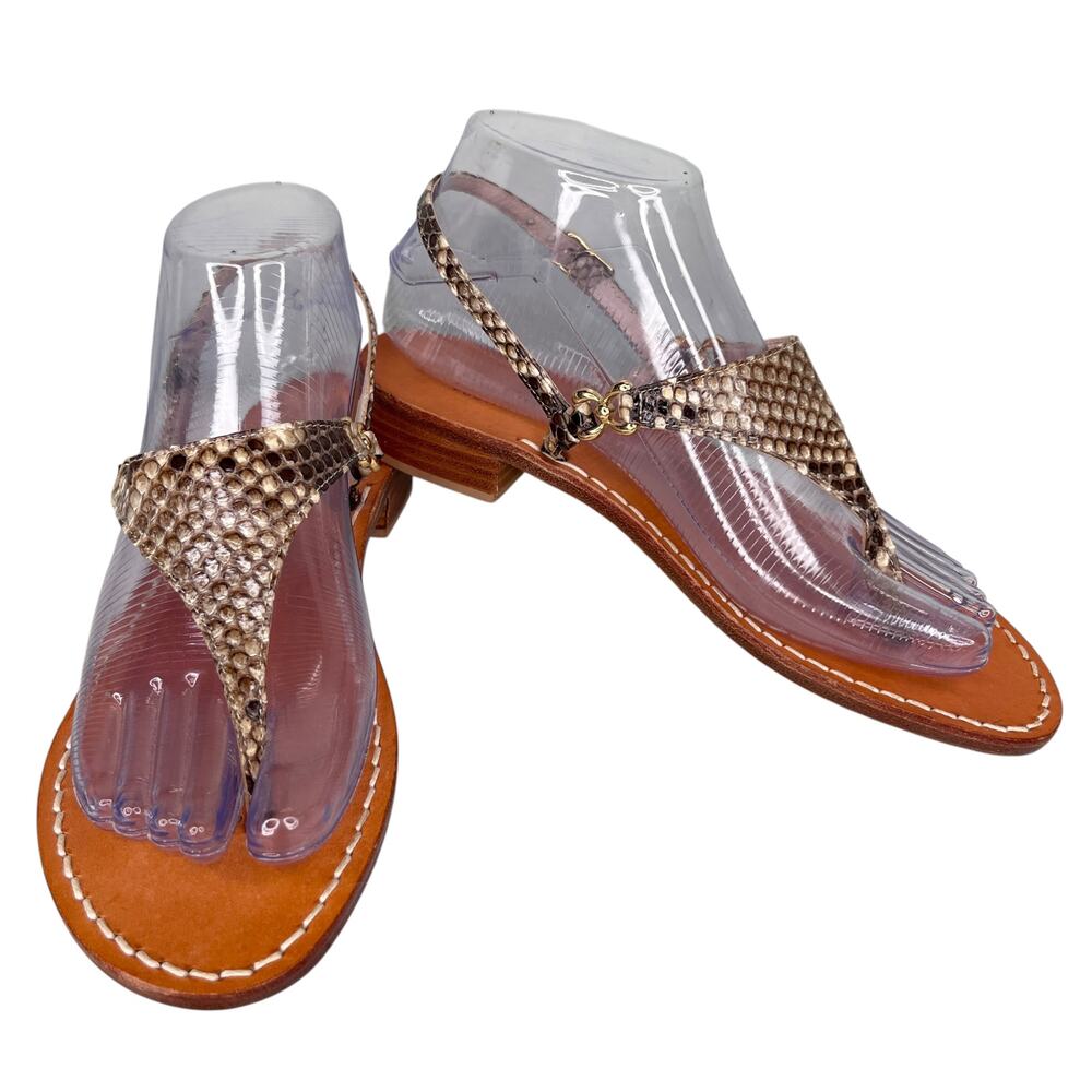 Safari Club Positano Zoe Sandal Handmade 37 6.5 Python Leather